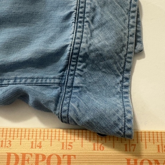 Rails Military Patch Lightweight Chambray Long Sleeve Casual Button Down Shirt - Picture 9 of 13